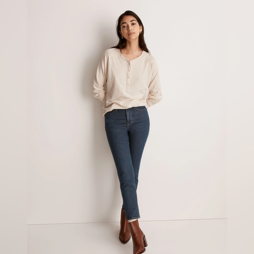 Madewell Dark Blue High-Rise Ankle Crop Jeans